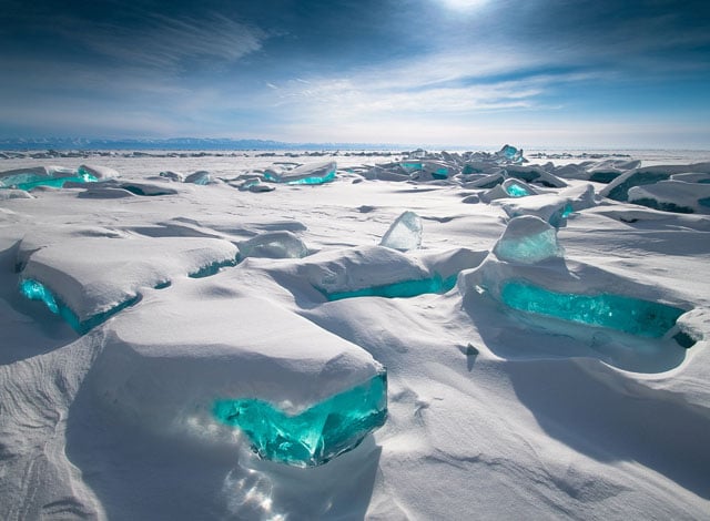 Turquoise ice lake