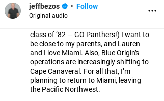 Jeff Bezos new| Jeff Bezos announcement moving to miami
